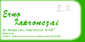 erno kapronczai business card